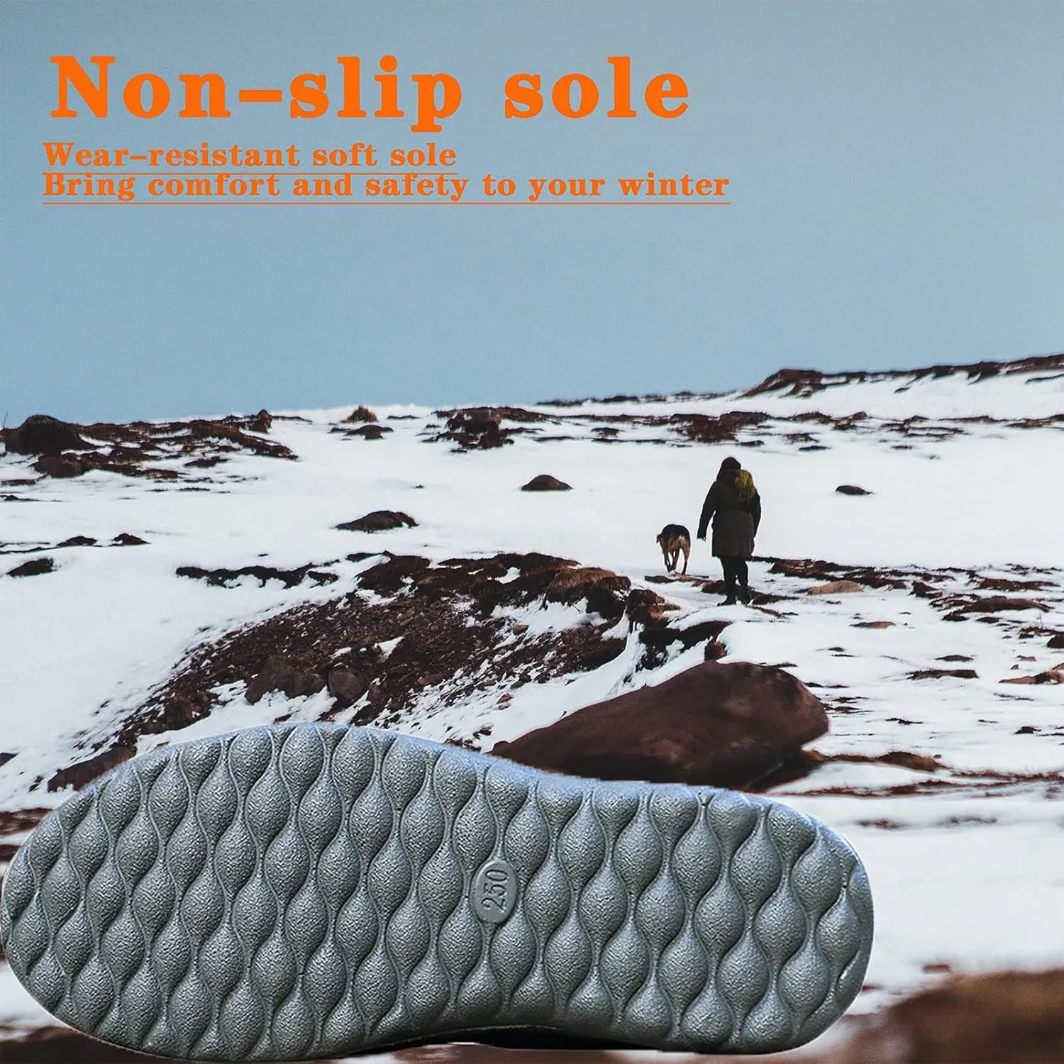 Boojoy Winter Boots, Winter Warm Anti-slip Ankle Booties, Waterproof Slip on Outdoor Fur Lined Snow Shoes for Womens