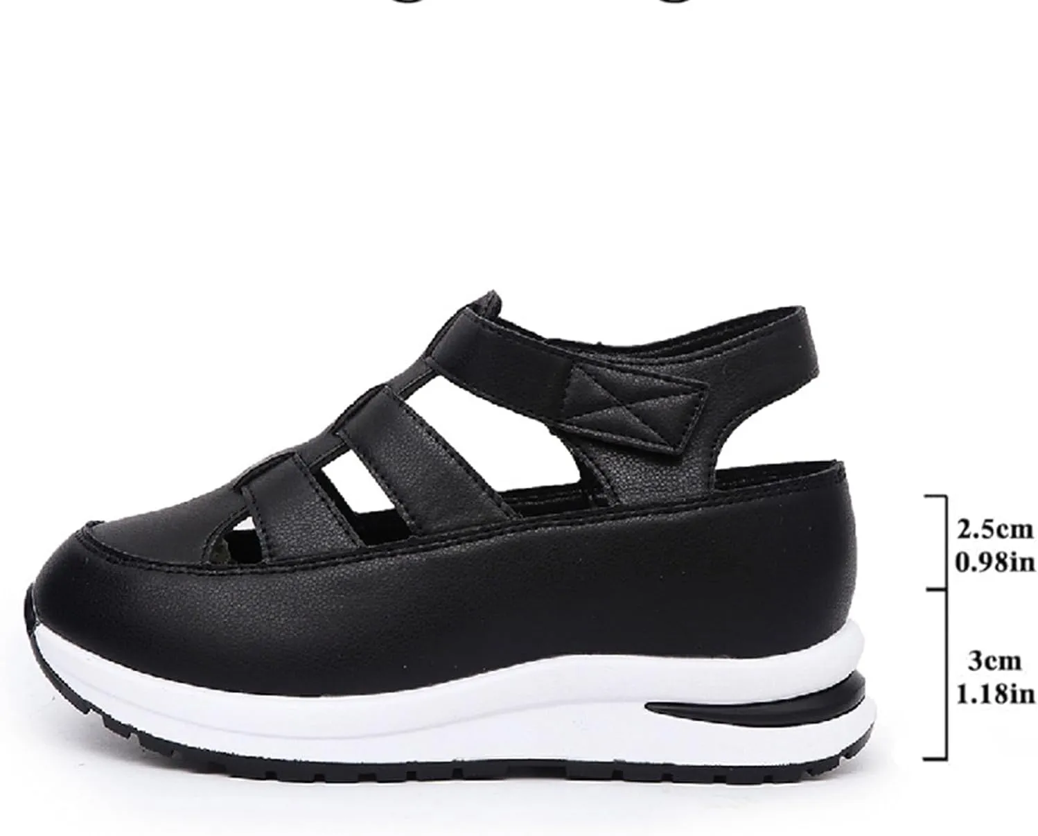 Bootara Shoes Women, Bootara Women's Plus Size Hollow-Out Casual Sandals, Closed Toe Platform Height-Boosting Sandals