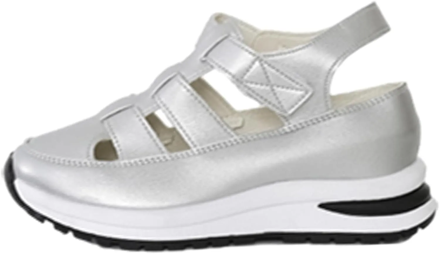 Bootara Shoes Women, Bootara Women's Plus Size Hollow-Out Casual Sandals, Closed Toe Platform Height-Boosting Sandals