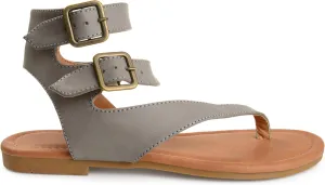 Brinley Co. Womens Keelan Faux Leather Buckle Double Wrap Thong Sandals