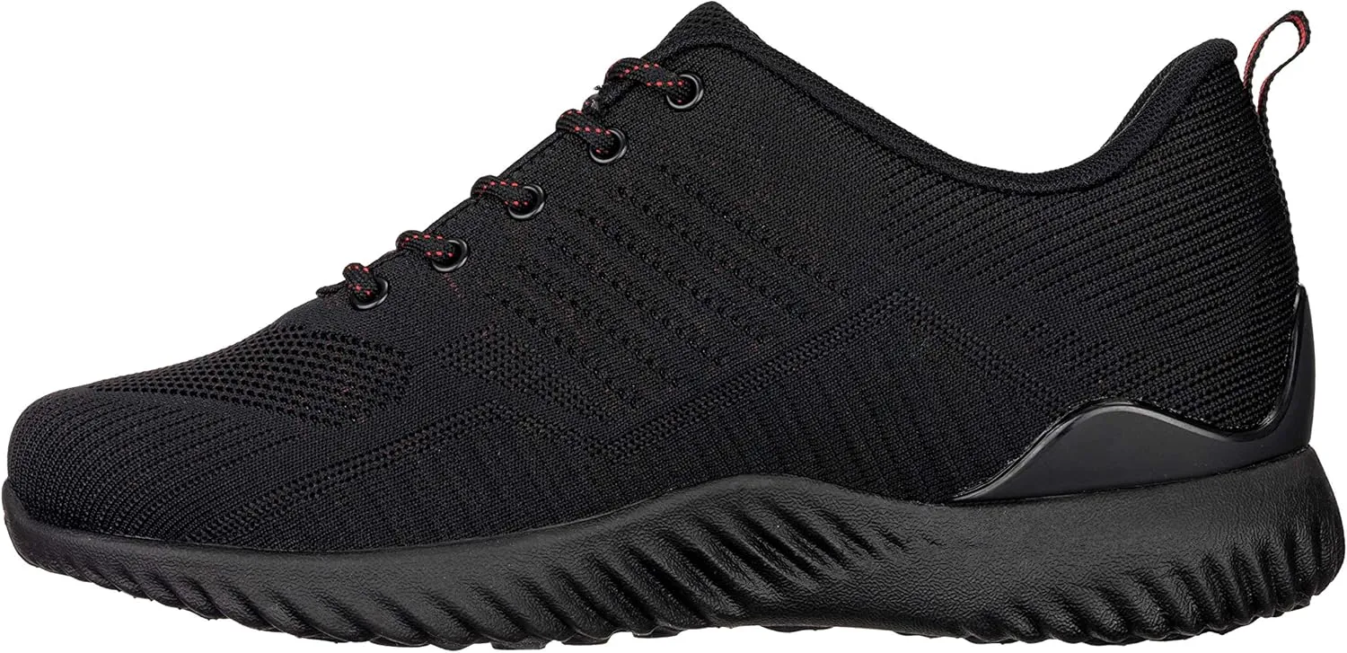 CALTO Men's Invisible Height Increasing Elevator Shoes - Black/Red Ultra Lightweight Sporty Sneakers - 2.6 Inches Taller - Q211 - Size 11 D(M) US