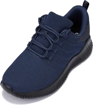 CALTO Men's Invisible Height Increasing Elevator Shoes - Navy/Blue Ultra Feather Lightweight Sporty Sneakers - 2.8 Inches Taller - Q217 - Size 13 D(M) US