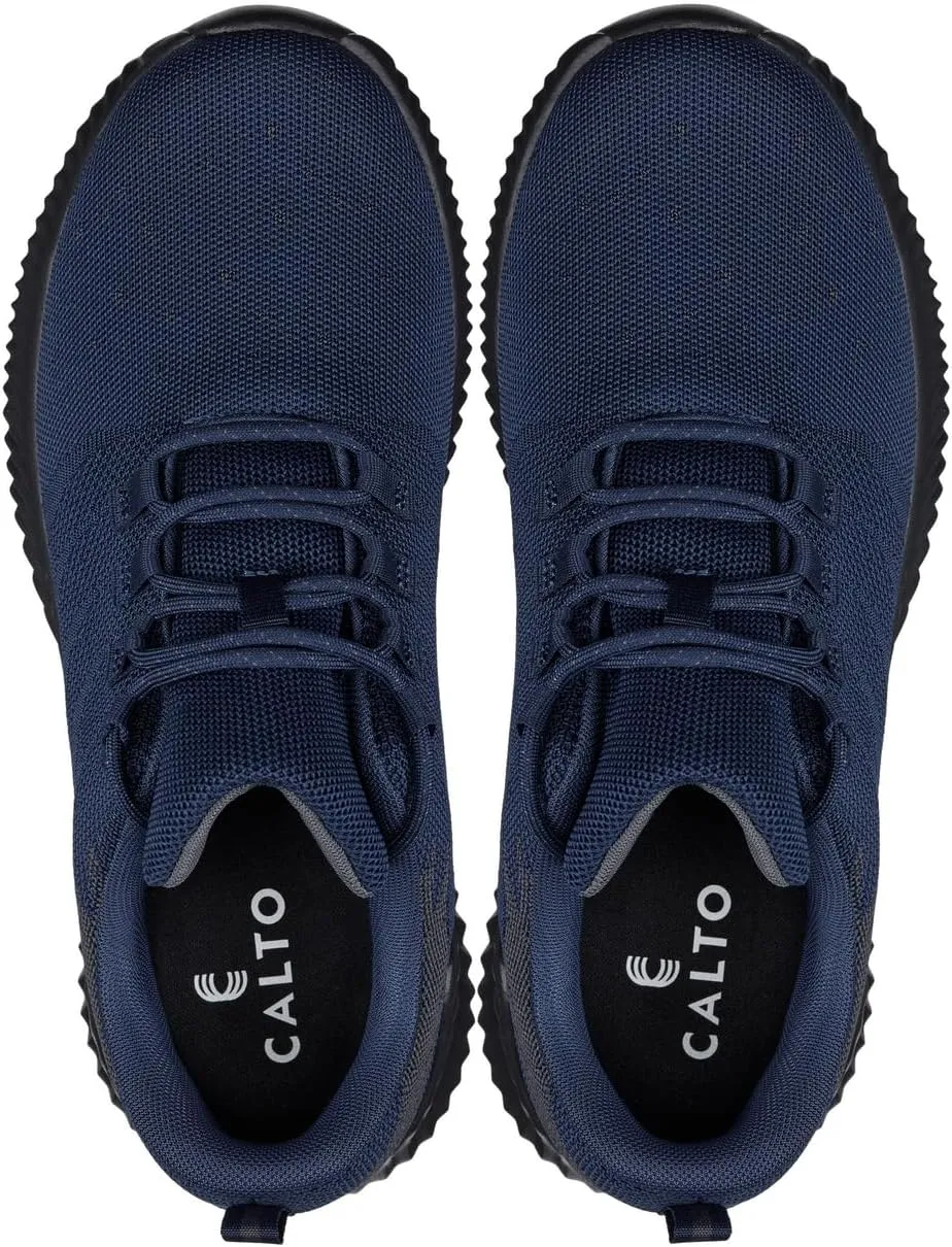 CALTO Men's Invisible Height Increasing Elevator Shoes - Navy/Blue Ultra Feather Lightweight Sporty Sneakers - 2.8 Inches Taller - Q217 - Size 13 D(M) US