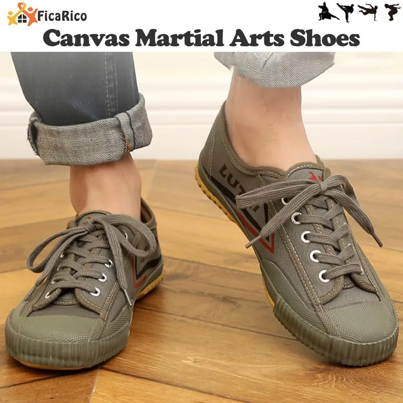Canvas Martial Arts Shoes Low Top Breathable Canvas Sneakers for Kung Fu, Parkour, Comfortable Casual Walking Shoes