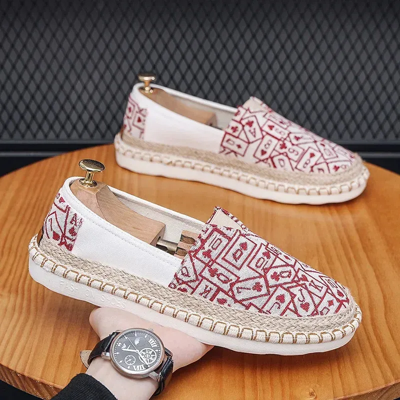 Canvas Shoes Men 2024 Spring/Summer New  Breathable Slip-On Men's Casual Cloth Shoes Sweat-Absorbant Walking Espadrilles