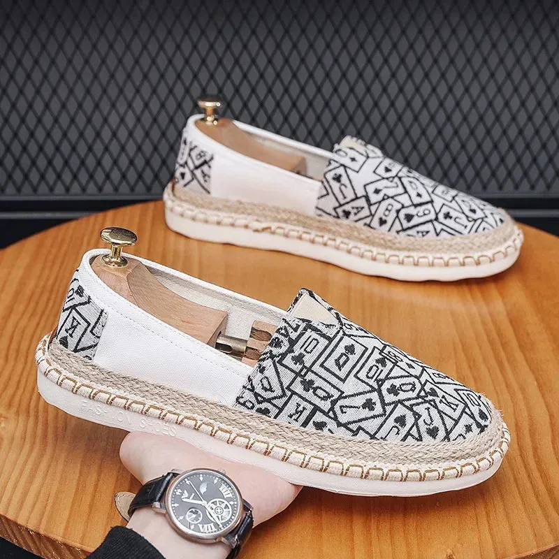 Canvas Shoes Men 2024 Spring/Summer New  Breathable Slip-On Men's Casual Cloth Shoes Sweat-Absorbant Walking Espadrilles