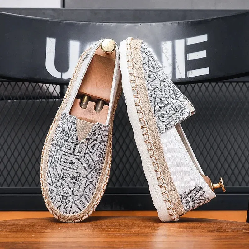 Canvas Shoes Men 2024 Spring/Summer New  Breathable Slip-On Men's Casual Cloth Shoes Sweat-Absorbant Walking Espadrilles