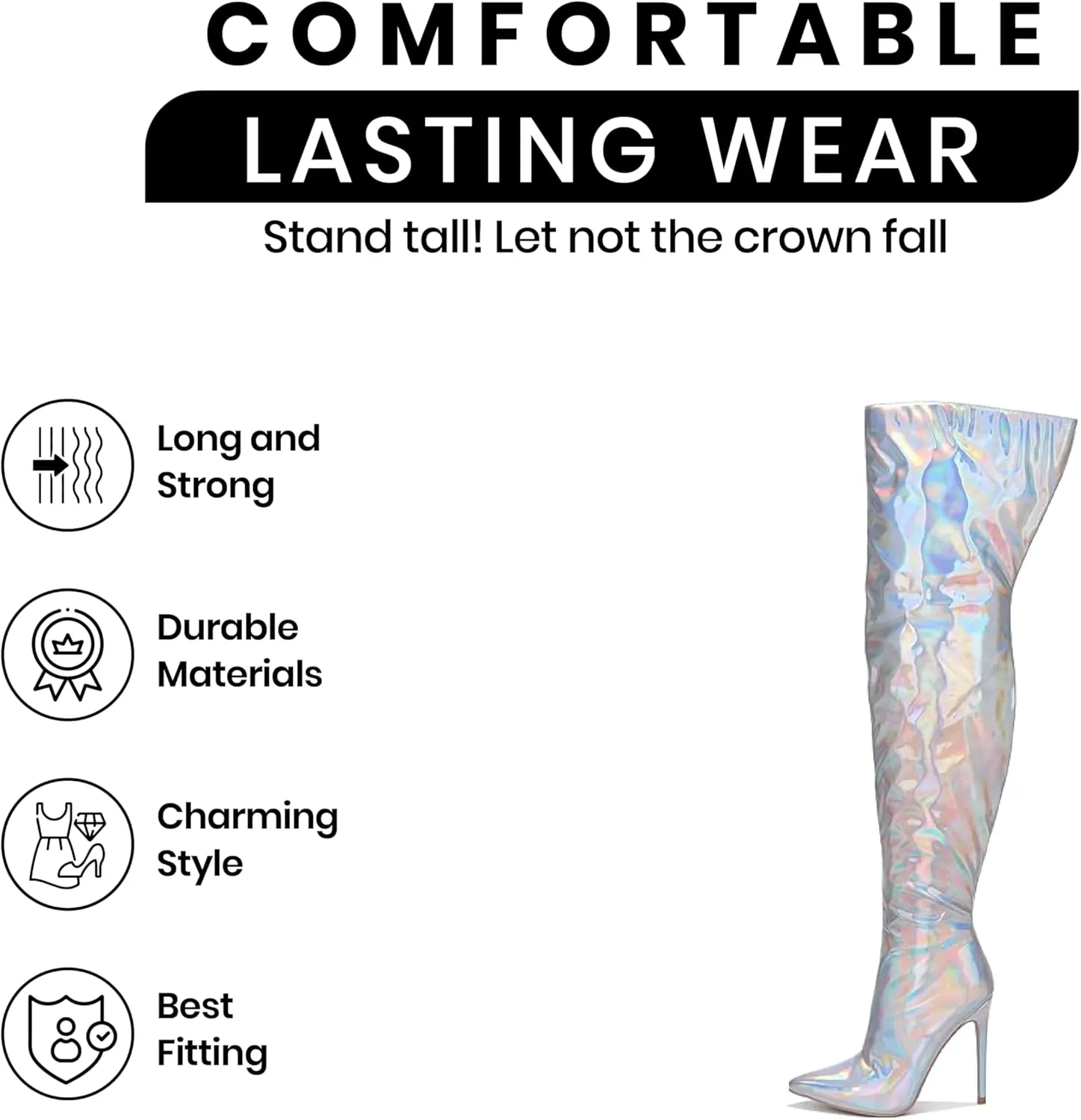 Cape Robbin Women's Metallic Thigh High Over-The-Knee Boots - Zippered Pointed Toe & Stiletto Heel (Bemilia)