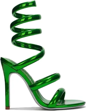 Cape Robbin Women's Open Toe Spiral Wrap Up Strappy High Heels Sandals, Gold