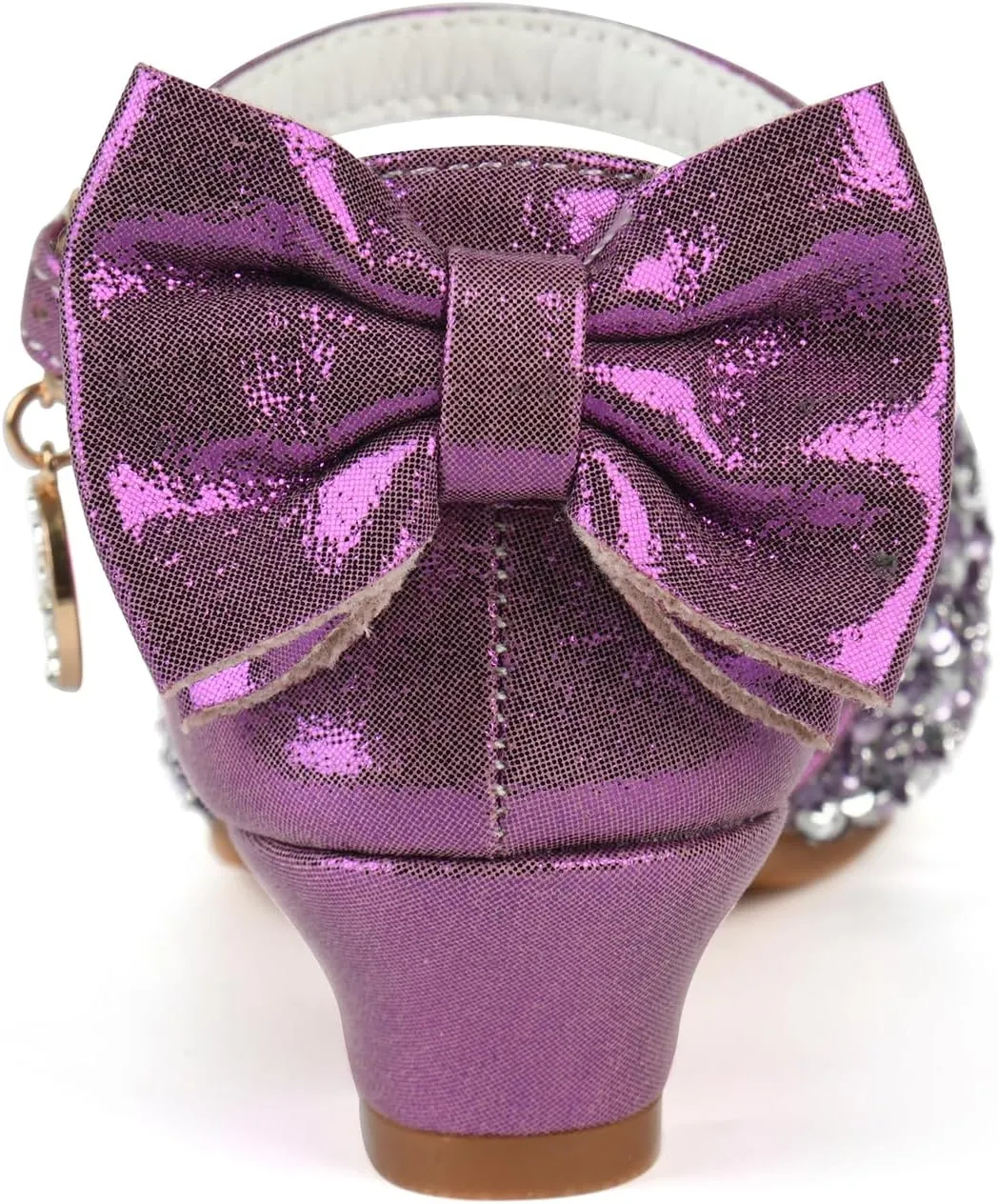 ChuLian Girls Sandals Little Kids Glitter Bow Dress Shoes Crystal Low Heel Sequins Princess Sandals Toddler Flower Wedding Party Shoes