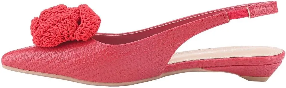 CLOVERLAY Women's Woven Braided Pointed Toe Slingback Flats Low Wedge Heel Raffia Flower Slip-On Heel Pump Summer Elegant Basics Business Casual Business Chic Spring Shoes Spring Break Easter
