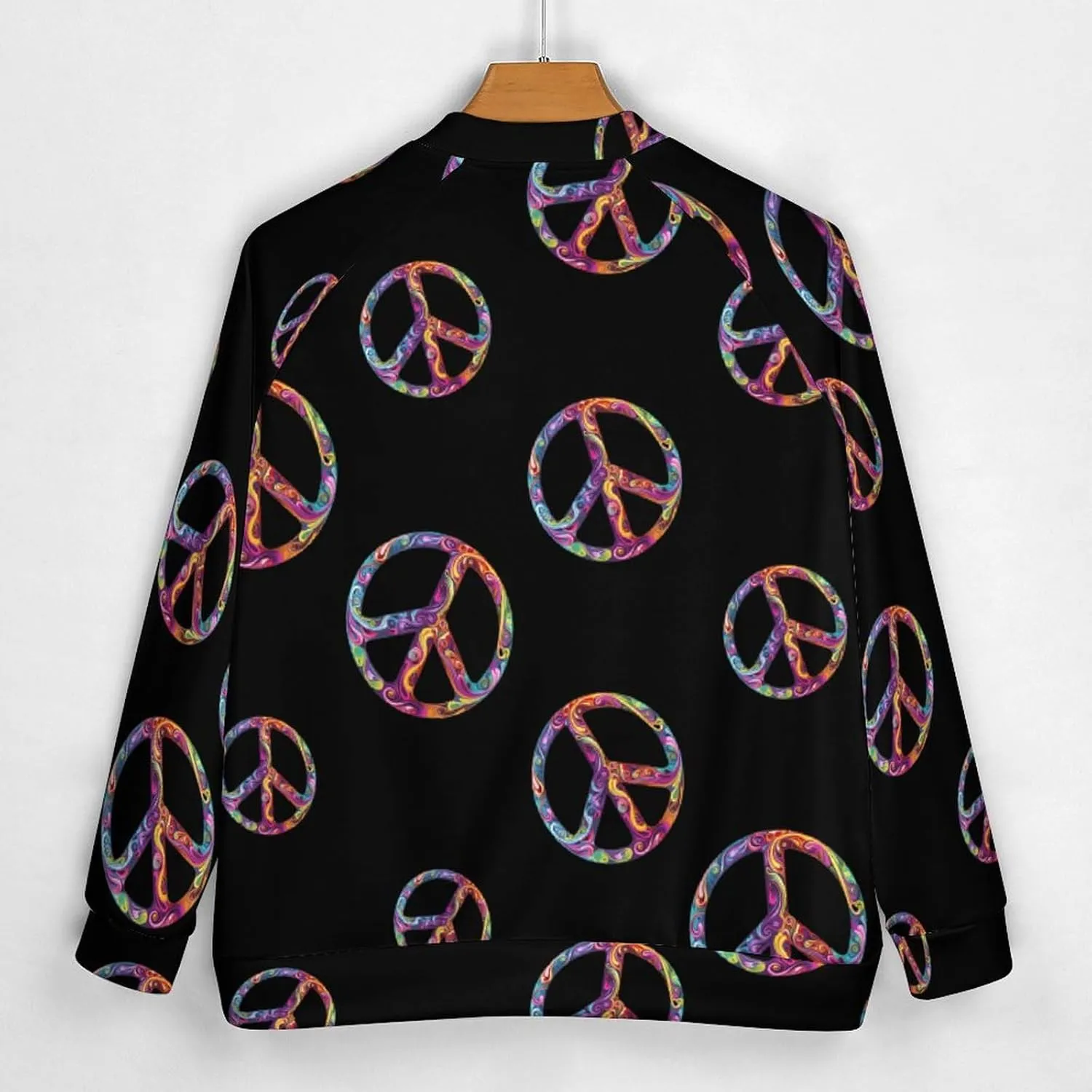 Colorful Peace Sign Psychedelic Men's Baseball Bomber Lightweight Jacket Casual Coats Streetwear