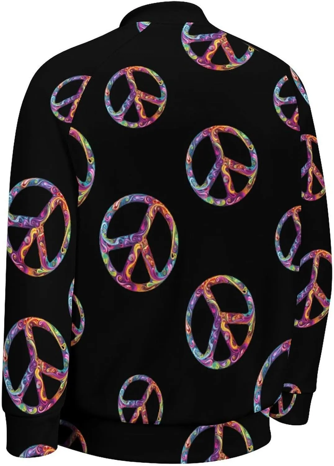 Colorful Peace Sign Psychedelic Men's Baseball Bomber Lightweight Jacket Casual Coats Streetwear