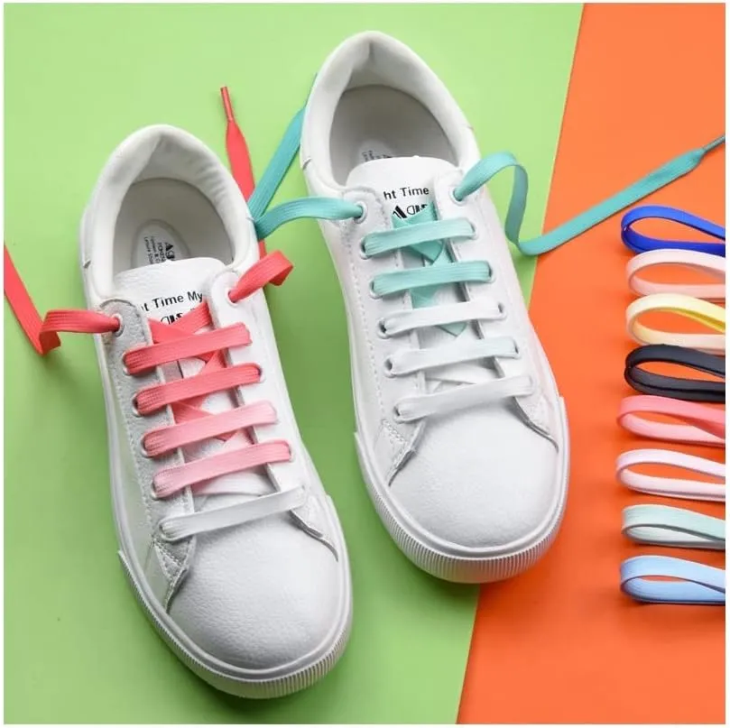 Colorful Shoelaces Candy Gradient Party Camping Boots Shoe Laces Canvas Strings Camping Silk (Color : Lemon Yellow, Size : 120CM)