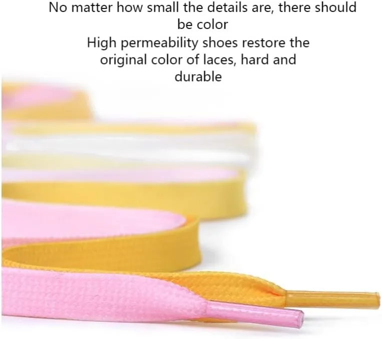Colorful Shoelaces Candy Gradient Party Camping Boots Shoe Laces Canvas Strings Camping Silk (Color : Lemon Yellow, Size : 120CM)
