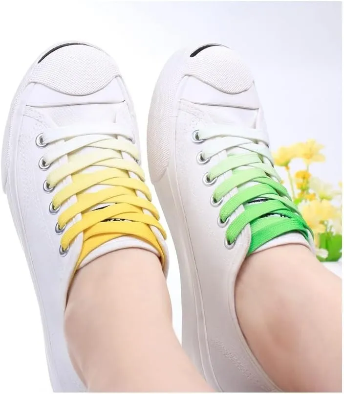 Colorful Shoelaces Candy Gradient Party Camping Boots Shoe Laces Canvas Strings Camping Silk (Color : Lemon Yellow, Size : 120CM)