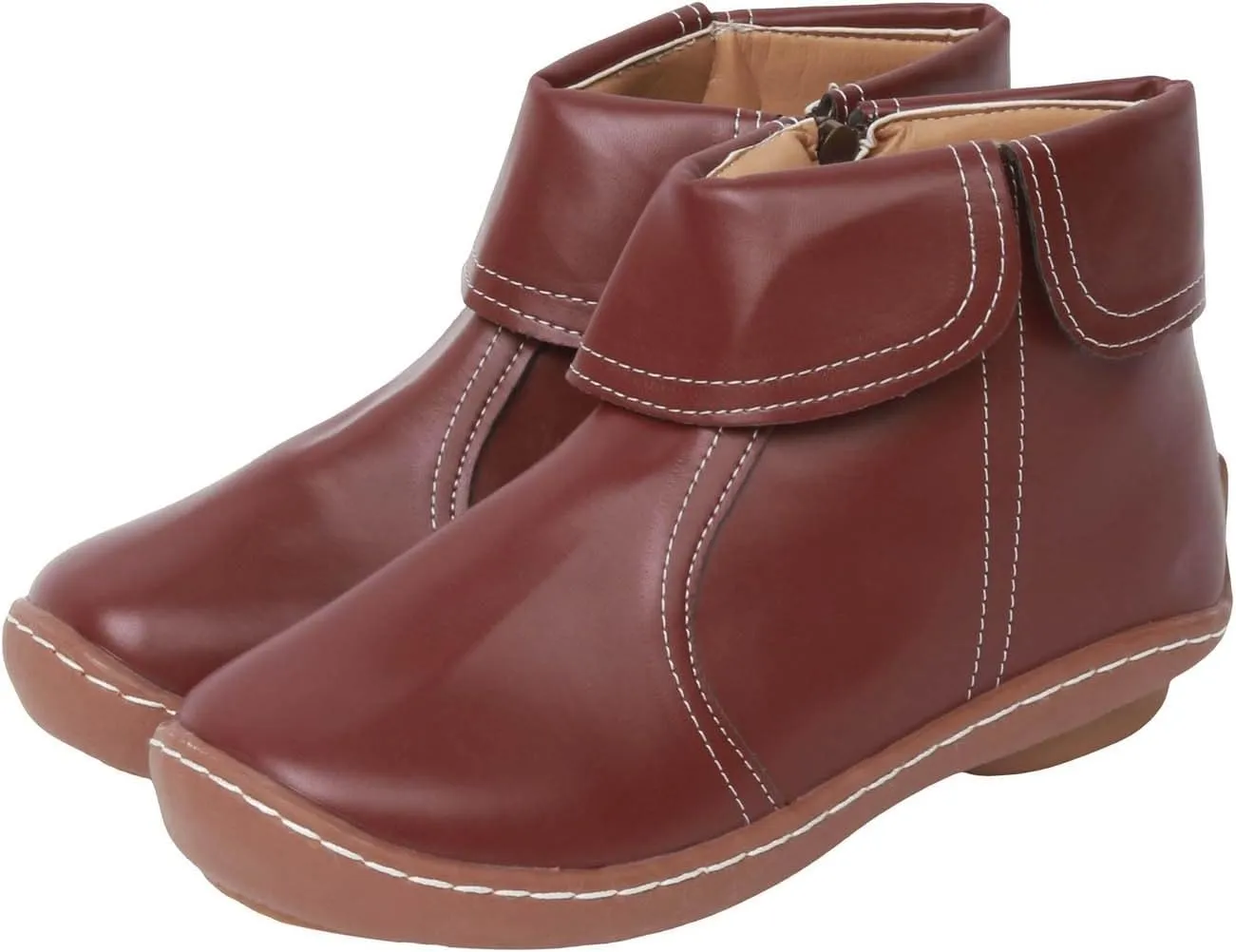 Comfortable Boots for Women Walking Leather Women Ankle Boot Comfy Fashion Round Toe Soft Sole Flat Rubble Women Boot