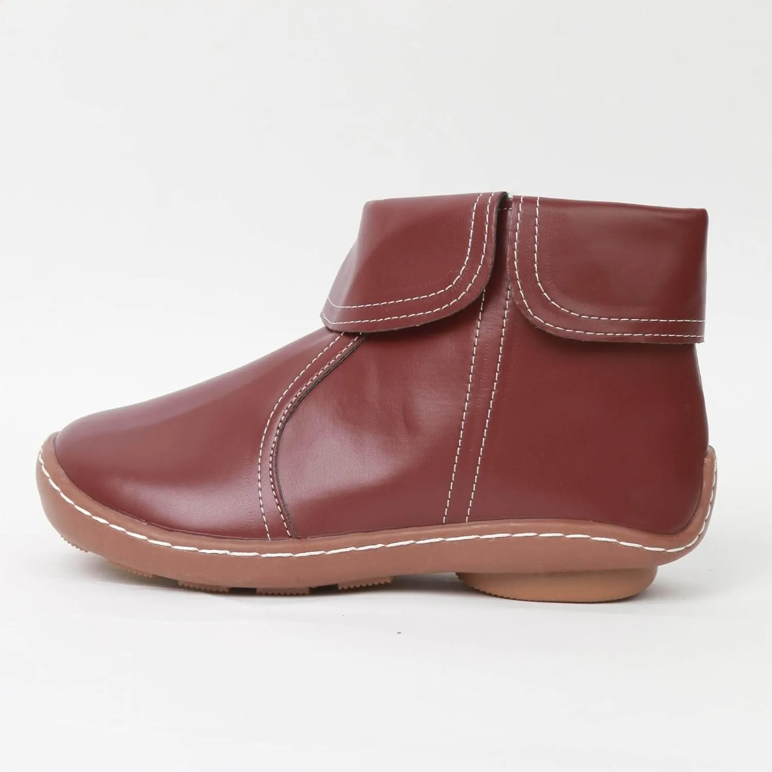 Comfortable Boots for Women Walking Leather Women Ankle Boot Comfy Fashion Round Toe Soft Sole Flat Rubble Women Boot