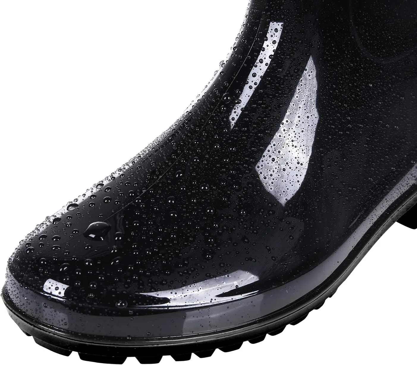 Comwarm Men's Mid-calf Rain Boots Waterproof Anti-Slip Black PVC Adult Outdoor Work Rubber Boots