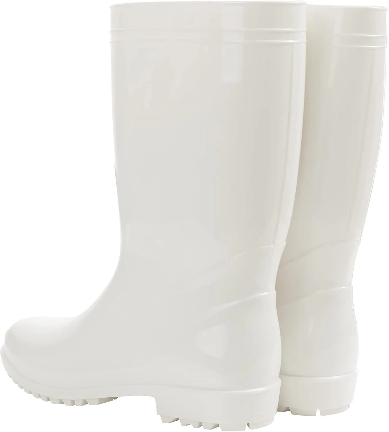 Comwarm Men's Mid-calf Rain Boots Waterproof Anti-Slip Black PVC Adult Outdoor Work Rubber Boots