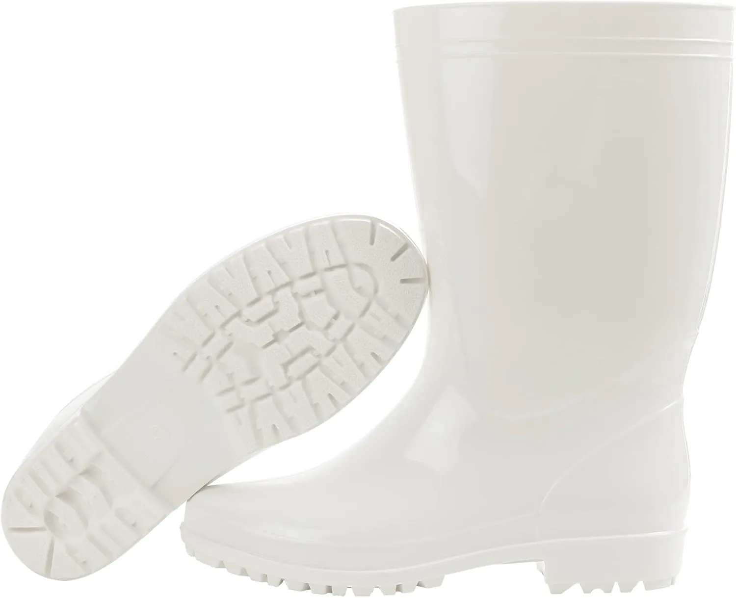 Comwarm Men's Mid-calf Rain Boots Waterproof Anti-Slip Black PVC Adult Outdoor Work Rubber Boots