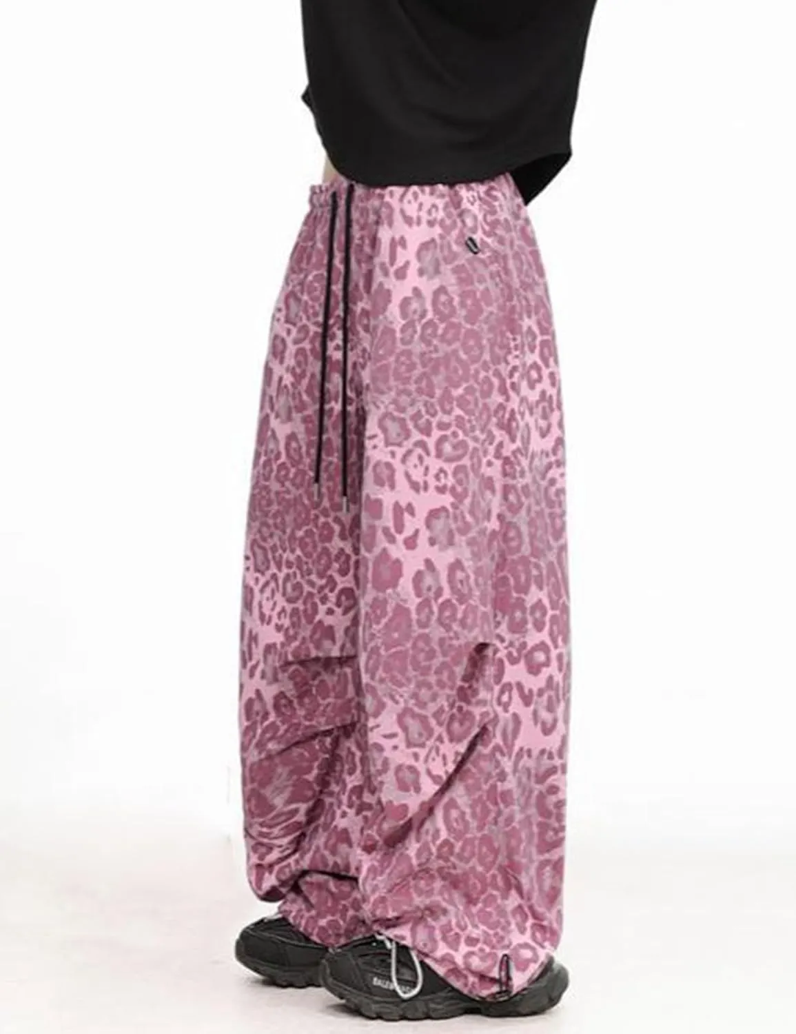 COOLMONAR Women's Y2K Leopard Print Jeans Chic Street Style Wide Leg Denim Pants Retro Hip Hop Loose Trouser
