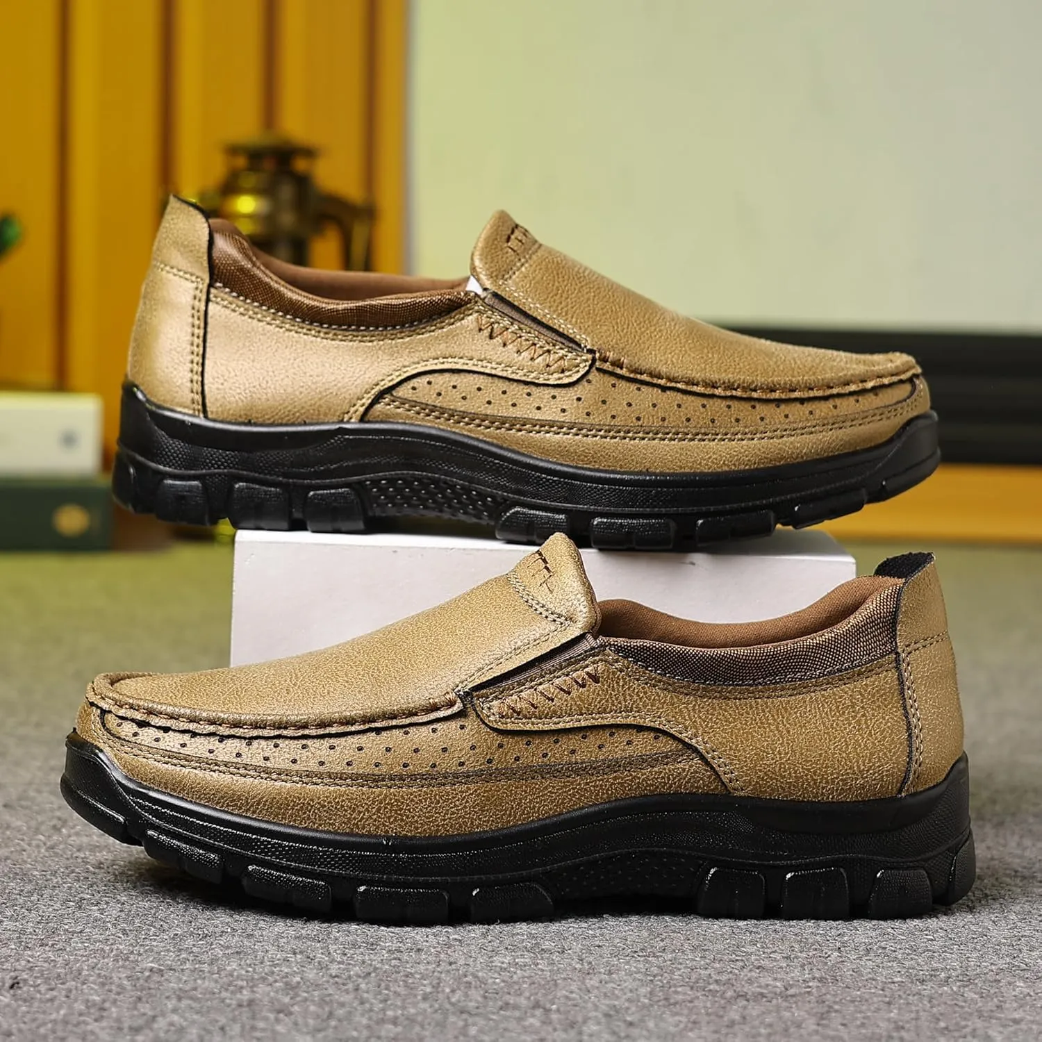 COSIDRAM Mens Casual Loafers Shoes Lightweight Luxury Comfort Bussiness Office Walking Shoes for Male