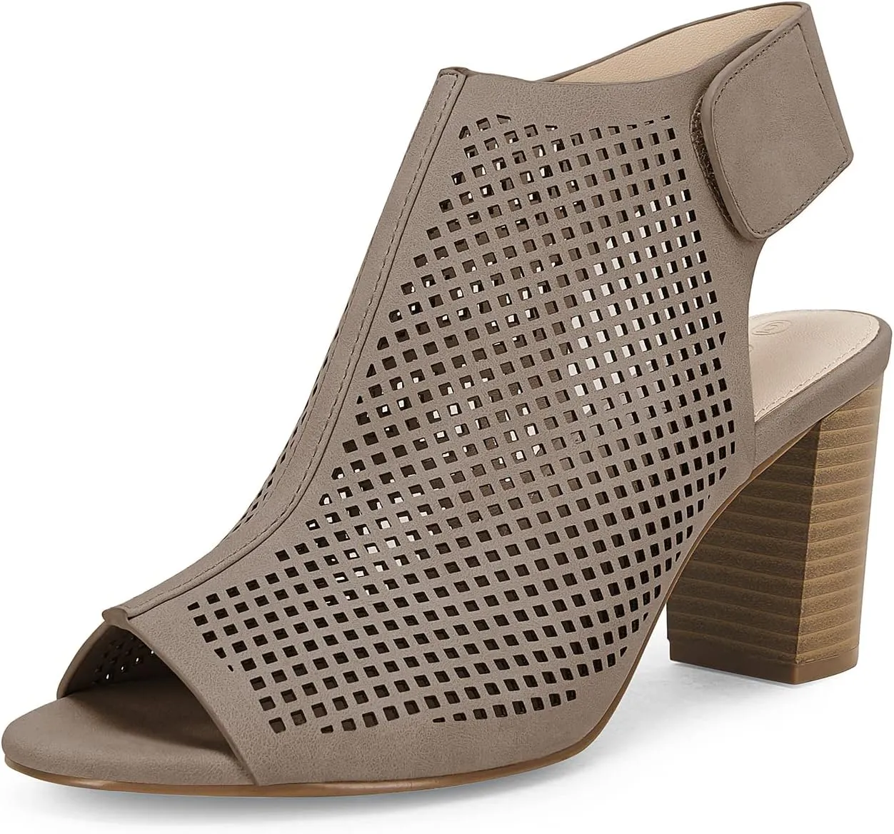 Coutgo Heels for Women Open Toe Boots Cutout Ankle Strap High Heel Chunky Block Sandals