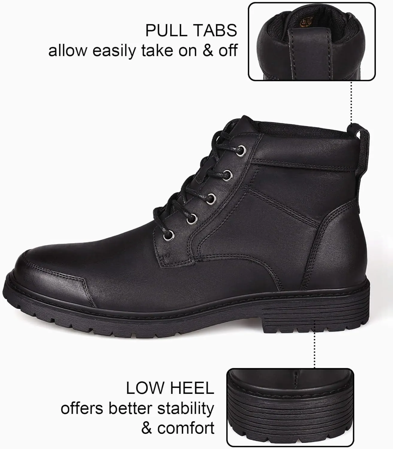 Coutgo Men's Chukka Boots Lace Up Motorcycle Boots Non-Slip Sole Work Waterproof Dress Ankle Boots