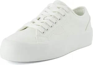 CUSHIONAIRE Women's Tag Low top Canvas Sneaker  Memory Foam, White/White 8