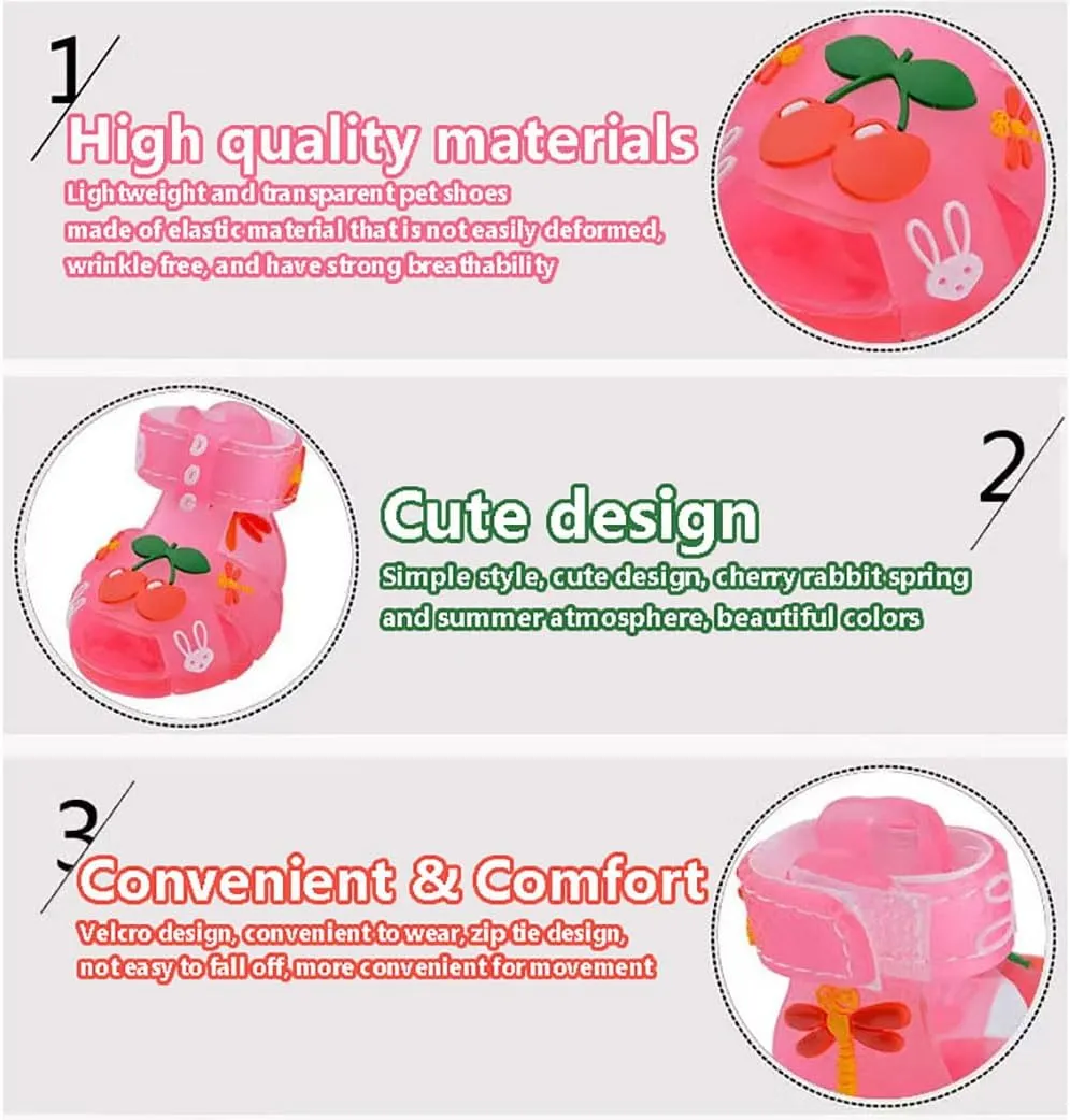 Cute Summer Dog Shoes Sweet Cherry Puppy Sandals Pet Jelly Shoes Flats, Dog Booties Paw Protector for Summer Hot Pavement (Candy Pink, #5: 2.56''x1.89''(Length*Width))