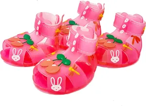 Cute Summer Dog Shoes Sweet Cherry Puppy Sandals Pet Jelly Shoes Flats, Dog Booties Paw Protector for Summer Hot Pavement (Candy Pink, #5: 2.56''x1.89''(Length*Width))