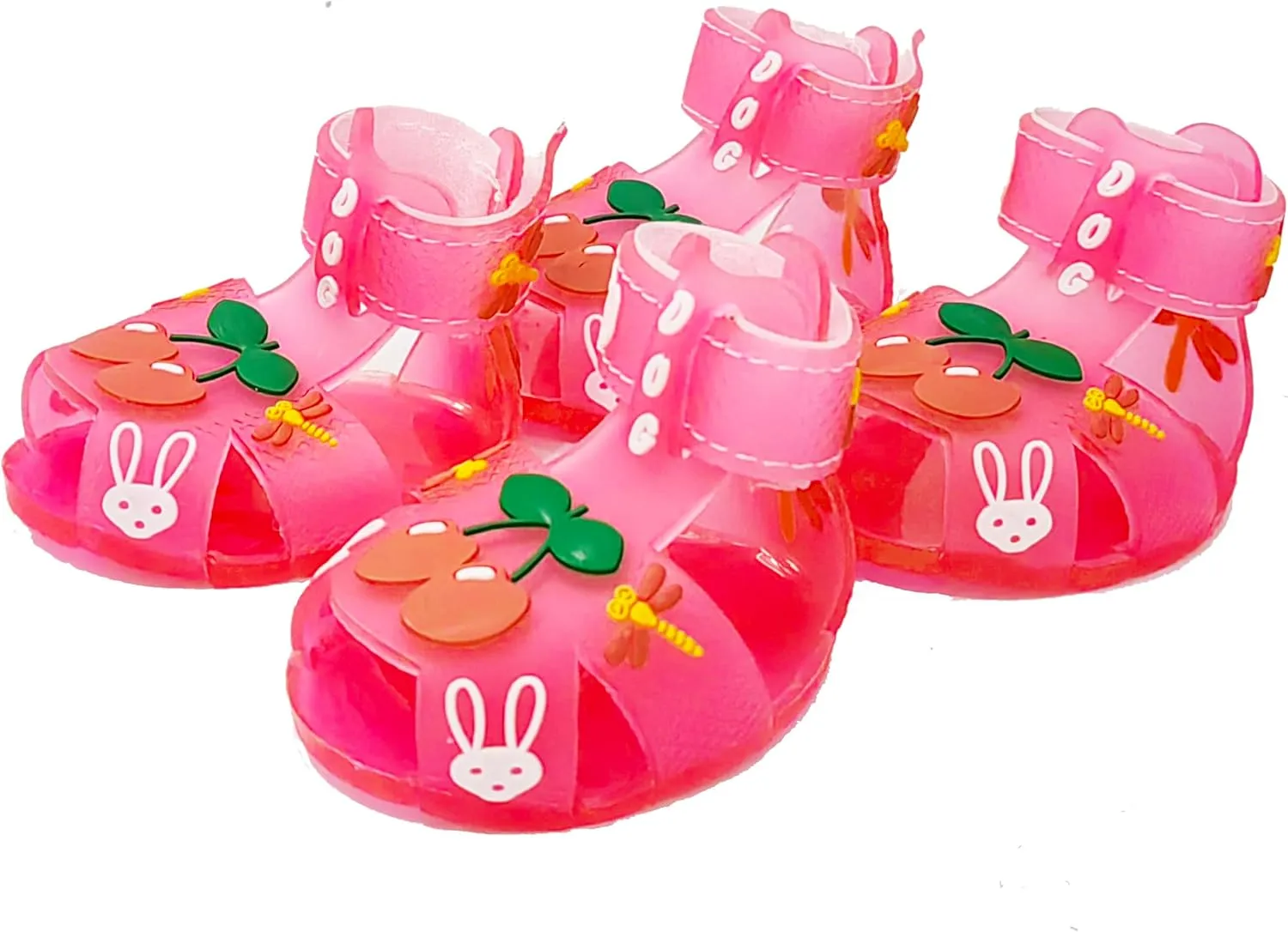 Cute Summer Dog Shoes Sweet Cherry Puppy Sandals Pet Jelly Shoes Flats, Dog Booties Paw Protector for Summer Hot Pavement (Candy Pink, #5: 2.56''x1.89''(Length*Width))