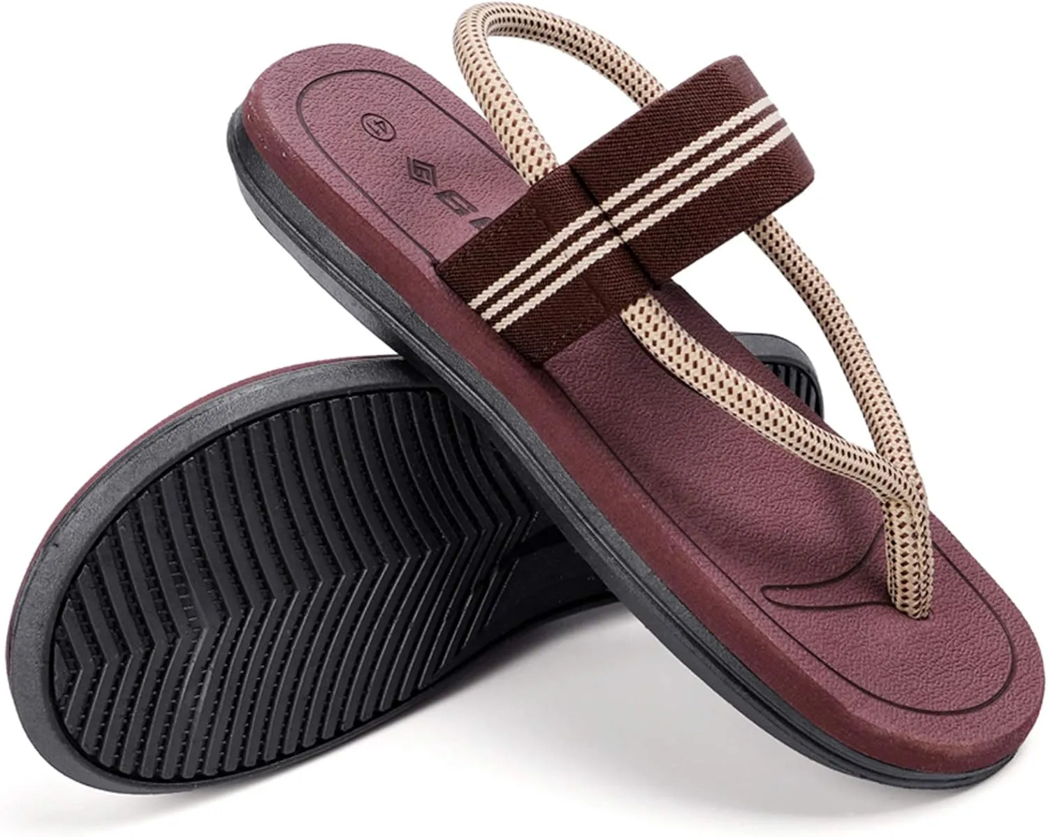 CYian Mens Sandals Slippers Rubber Flip Flops for Men Shoes with Fashion Eastic Strap Free Adjustment Indoor Outdoor