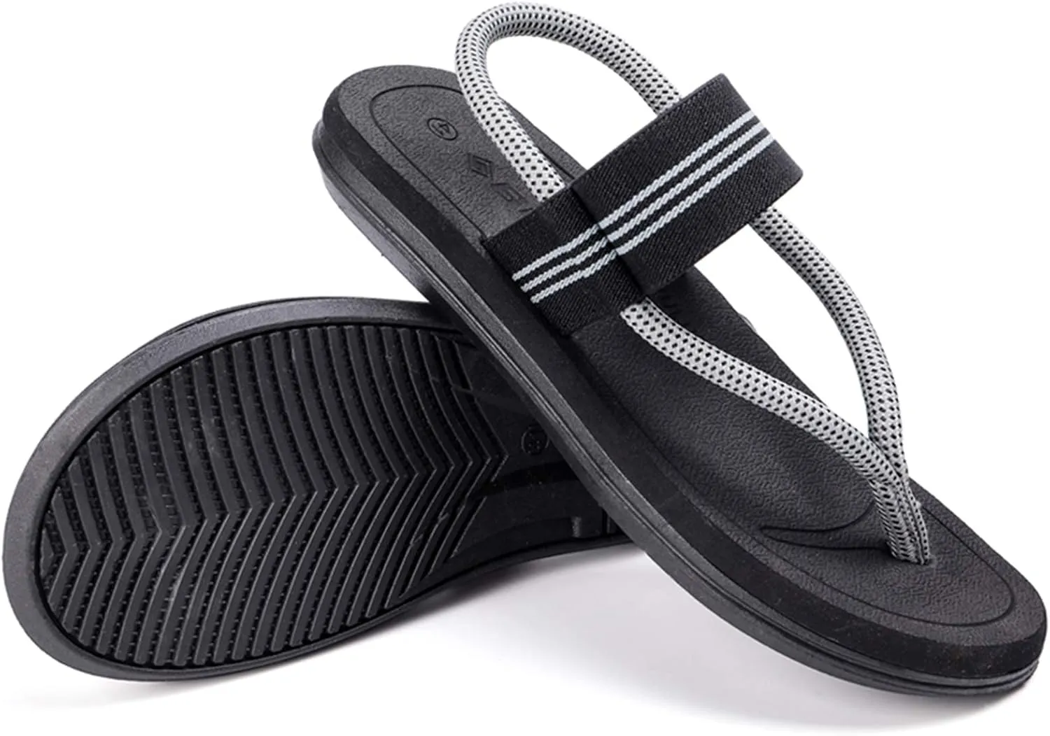 CYian Mens Sandals Slippers Rubber Flip Flops for Men Shoes with Fashion Eastic Strap Free Adjustment Indoor Outdoor