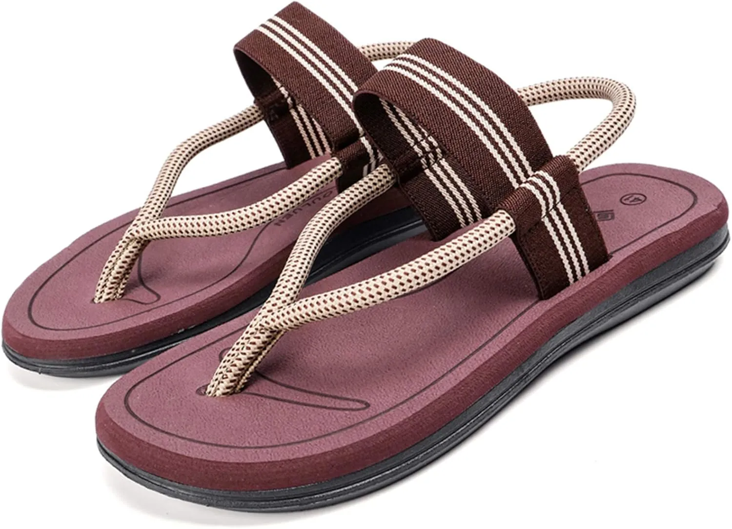 CYian Mens Sandals Slippers Rubber Flip Flops for Men Shoes with Fashion Eastic Strap Free Adjustment Indoor Outdoor