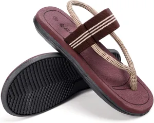 CYian Mens Sandals Slippers Rubber Flip Flops for Men Shoes with Fashion Eastic Strap Free Adjustment Indoor Outdoor