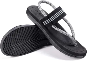 CYian Mens Sandals Slippers Rubber Flip Flops for Men Shoes with Fashion Eastic Strap Free Adjustment Indoor Outdoor