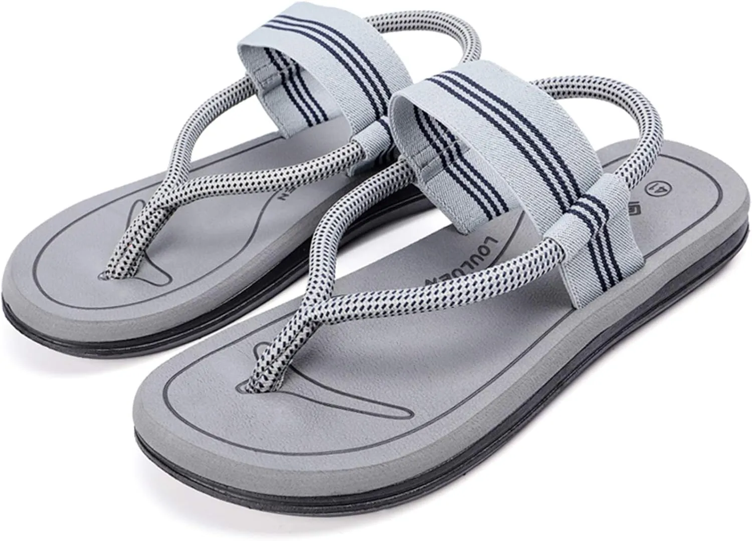 CYian Mens Sandals Slippers Rubber Flip Flops for Men Shoes with Fashion Eastic Strap Free Adjustment Indoor Outdoor