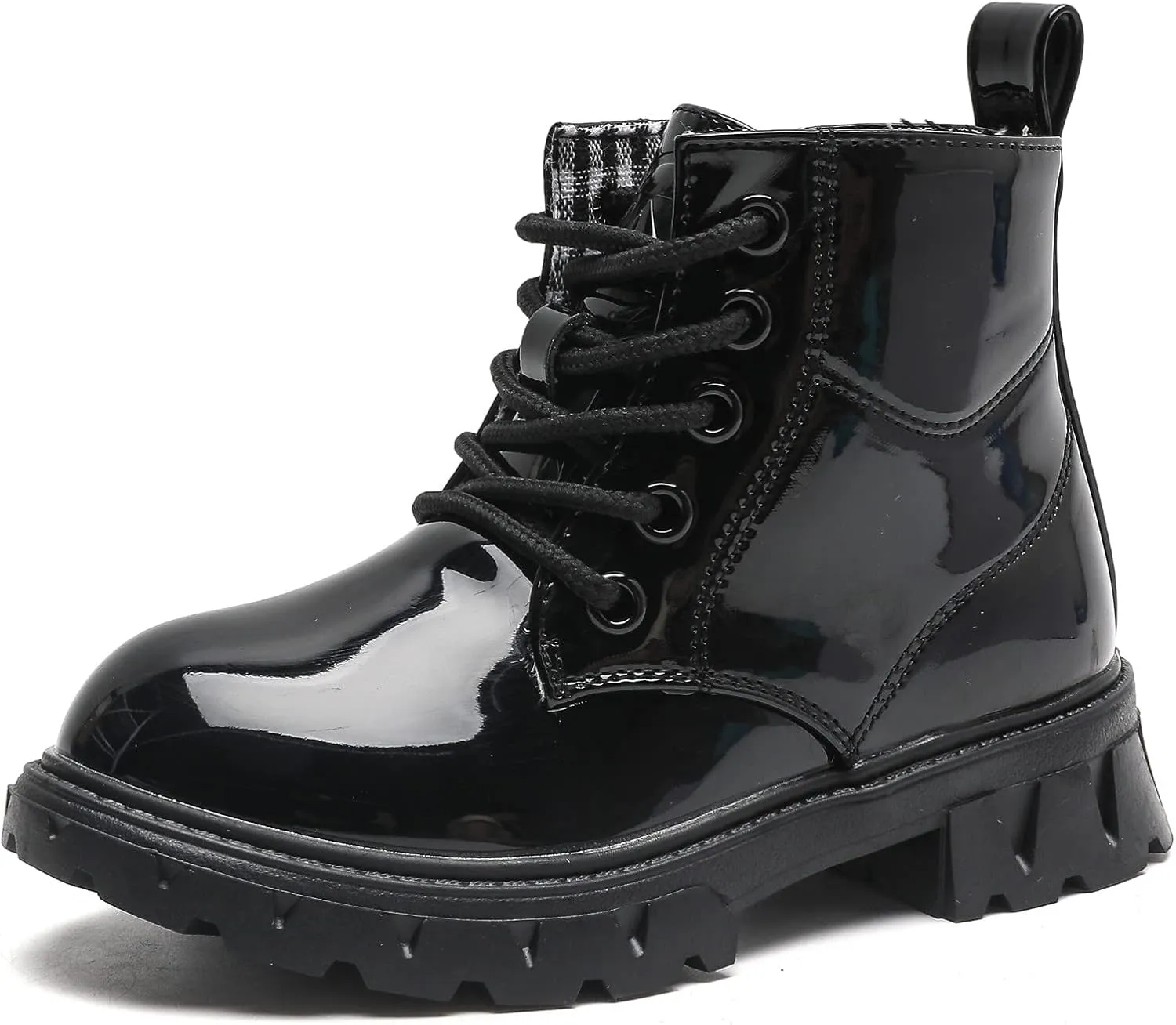 DADAWEN Boys Girls Glitter Ankle Boots Kids Lace Up Waterproof Combat Shoes With Side Zipper for Toddler/Little Kid/Big Kid