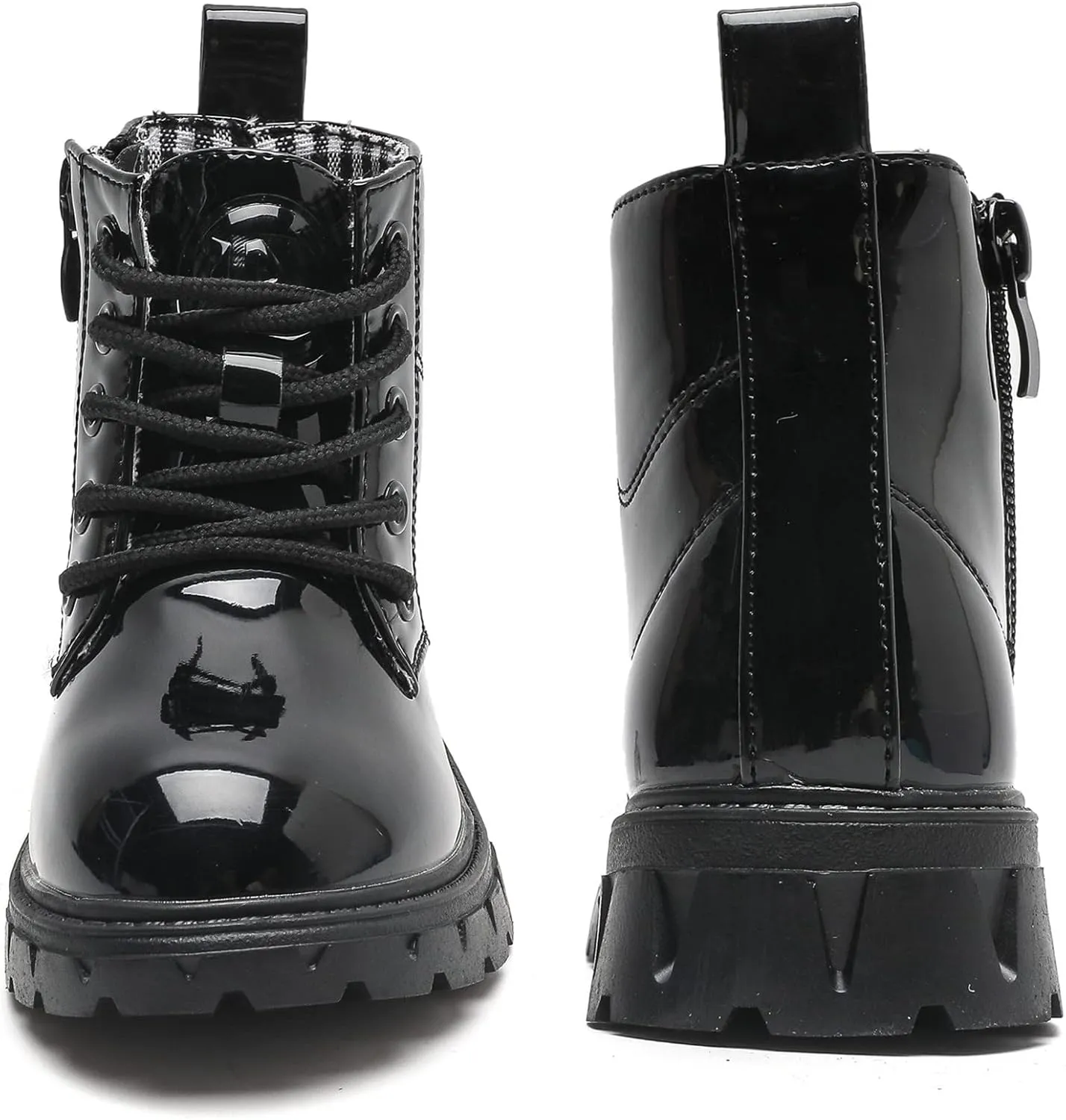 DADAWEN Boys Girls Glitter Ankle Boots Kids Lace Up Waterproof Combat Shoes With Side Zipper for Toddler/Little Kid/Big Kid