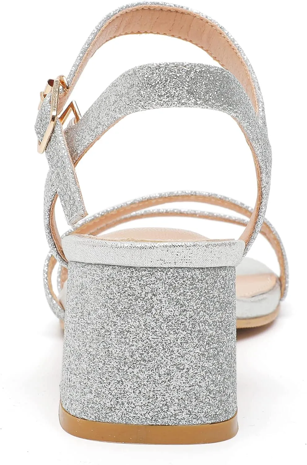 DADAWEN Women's Open Toe Ankle Strap Low Block Chunky Heels Sandals Party Wedding Dress Pumps Shoes