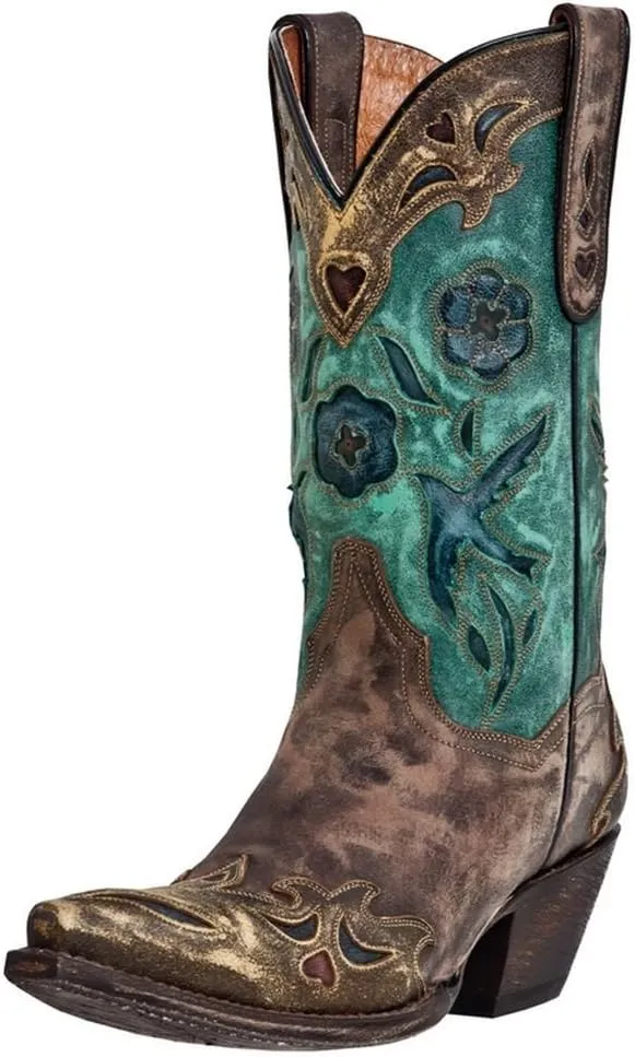 Dan Post Women's Blue Bird Snip Toe Cowboy Boots Traditional