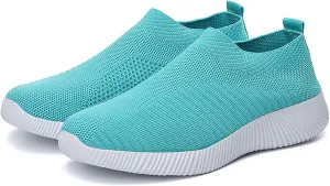 DESESE Womens Walking Shoes Slip On Casual Mesh Breathable Running Sneakers Lightweight Tennis Yoga Shoes Comfort Elastic Sock Loafers Non-Slip Fall Shoes