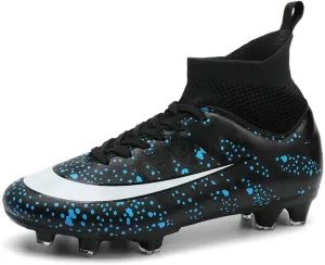 DHOVOR Womens Soccer Cleats Youth Football Cleats High-Top Athletics Football Trainers Outdoor and Indoor Soccer Shoes