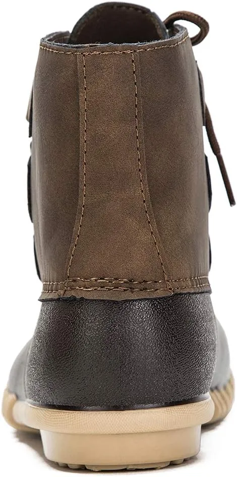 DKSUKO Women's Duck Boots Lace Up Waterproof Ankle Snow Rain Boots