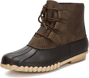 DKSUKO Women's Duck Boots Lace Up Waterproof Ankle Snow Rain Boots