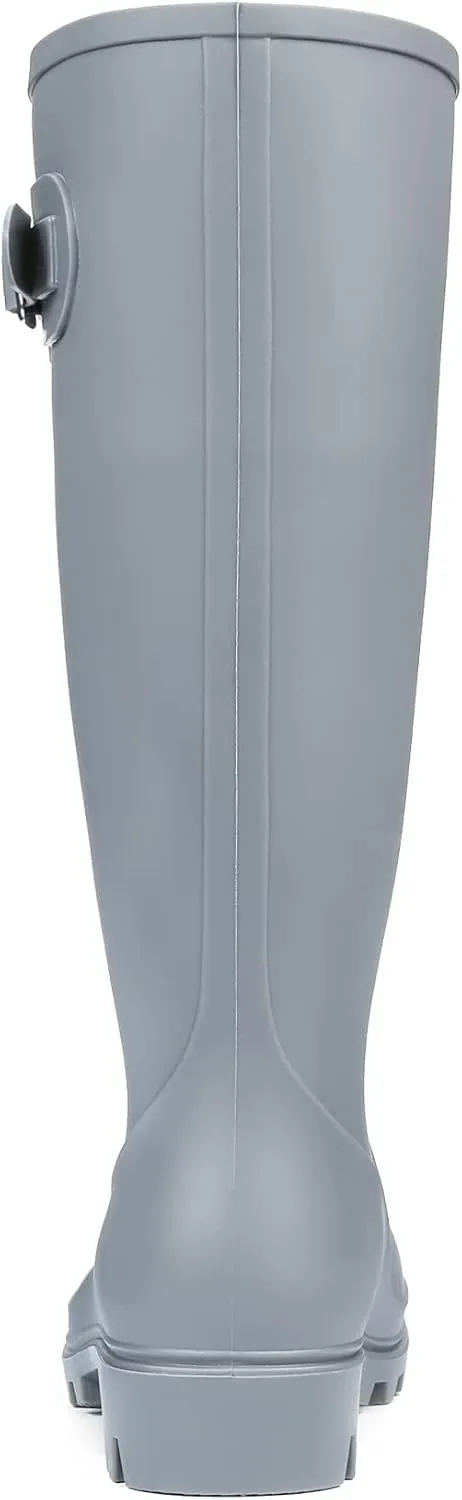 DKSUKO Women's Tall Rain Boots Garden Boots Waterproof Wellington Rubber Boots