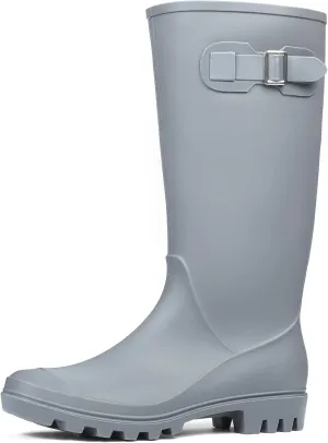 DKSUKO Women's Tall Rain Boots Garden Boots Waterproof Wellington Rubber Boots