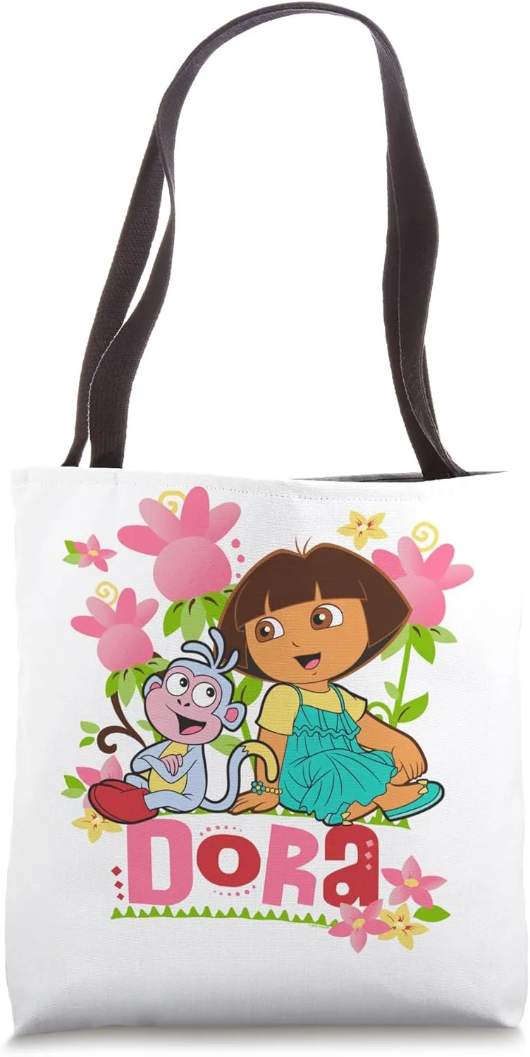 Dora the Explorer Boots the Monkey Flowers Colorful Tote Bag